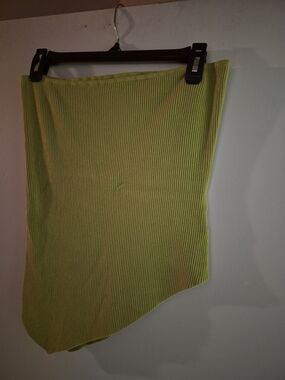 Ribbed Asymmetric Lime Green Women's Shirt